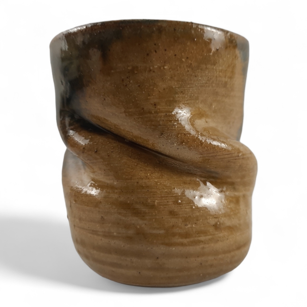Abstract Sculptural Stoneware Studio Pottery Hand Thrown Glazed Vase Mug Vessel - Picture 7 of 10